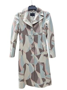 ​Coast London Geometric Pastel Wool Blend Coat, Size 8, One Of A Kind